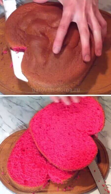 Вырежьте из торта цилиндр в форме сердца