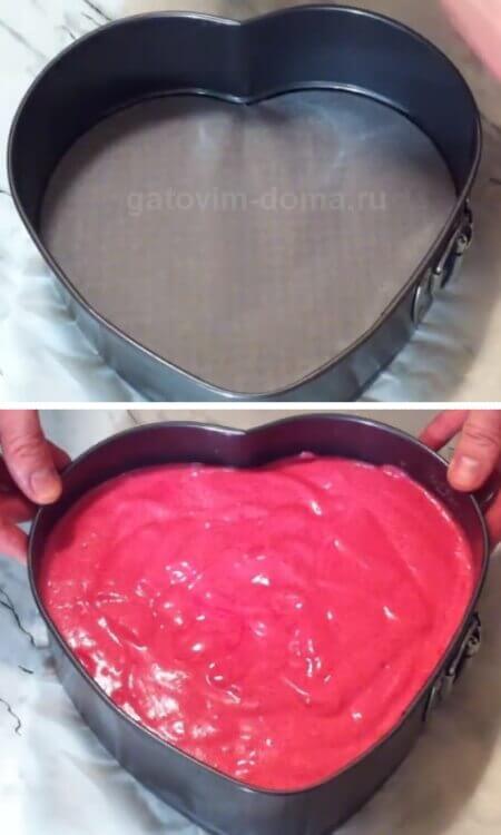 Красивое розовое тесто в форме сердца для торта на День святого Валентина