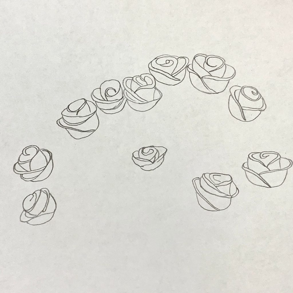 Нарисовать куст розы пошагово